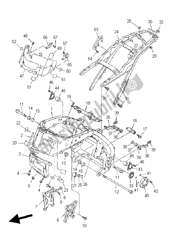 All parts for the Frame of the Yamaha VMX 17 1700 2010