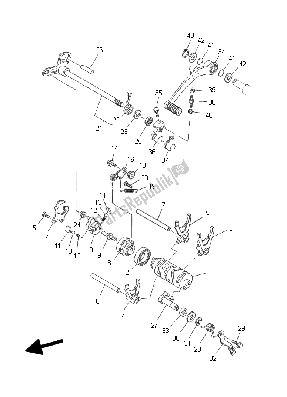 Toutes les pièces pour le Came Et Fourchette De Changement De Vitesse du Yamaha YFM 660R 2003