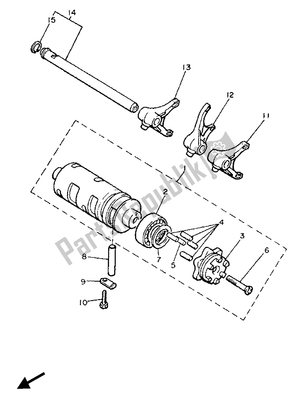 Toutes les pièces pour le Came Et Fourchette De Changement De Vitesse du Yamaha XJ 900F 1987