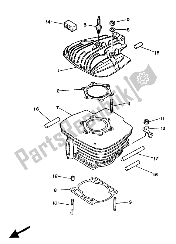 Todas as partes de Cilindro do Yamaha TY 250S 1988