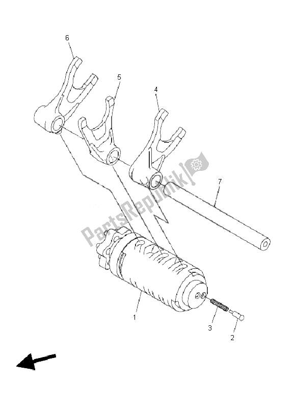 All parts for the Shift Cam & Fork of the Yamaha WR 250R 2010