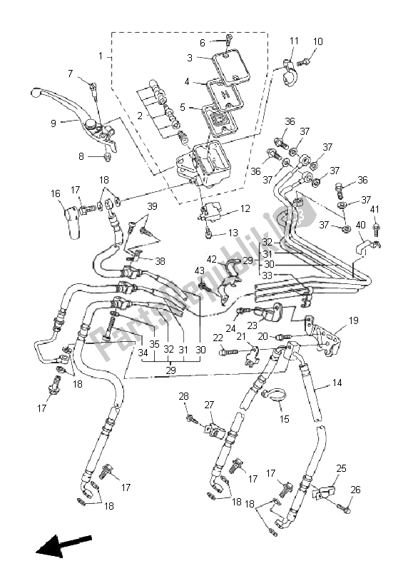 All parts for the Front Master Cylinder of the Yamaha FJR 1300 AS 2010