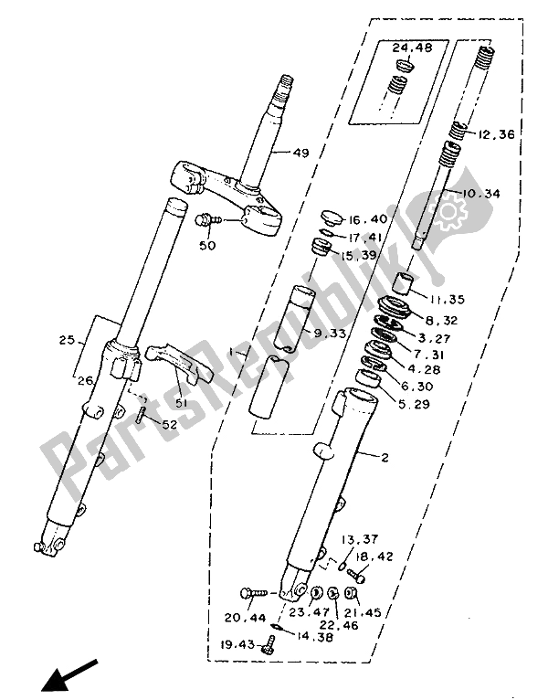 Toutes les pièces pour le Fourche Avant du Yamaha XJ 900 1990