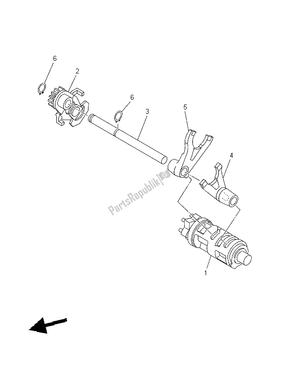 All parts for the Shift Cam & Fork of the Yamaha TT R 90 2004