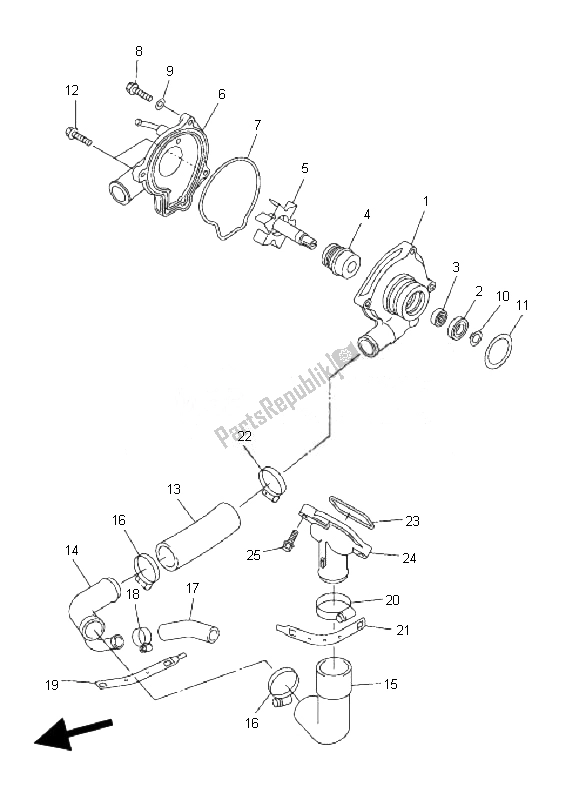 Alle onderdelen voor de Waterpomp van de Yamaha FZ6 SA Fazer 600 2007