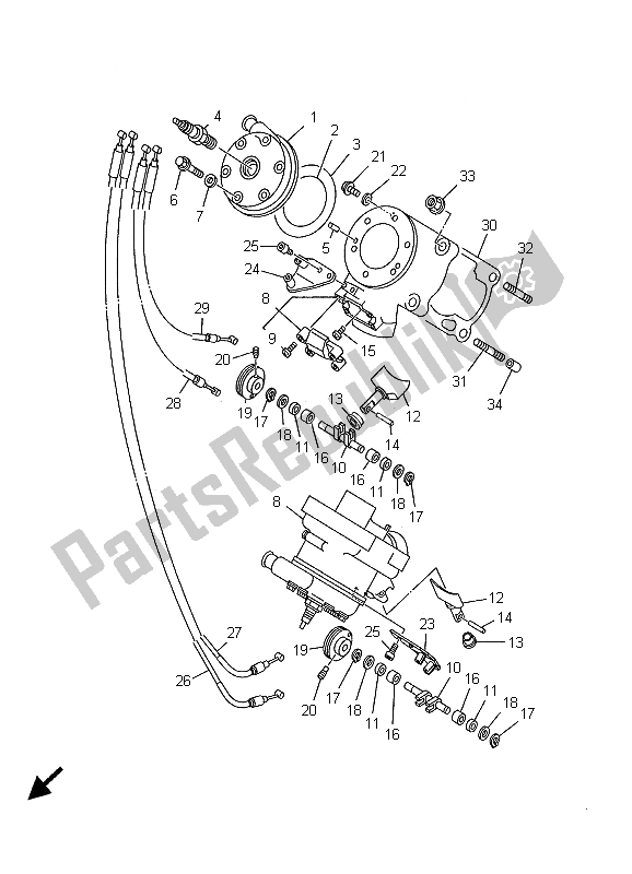 All parts for the Cylinder Head of the Yamaha TZ 250 2001