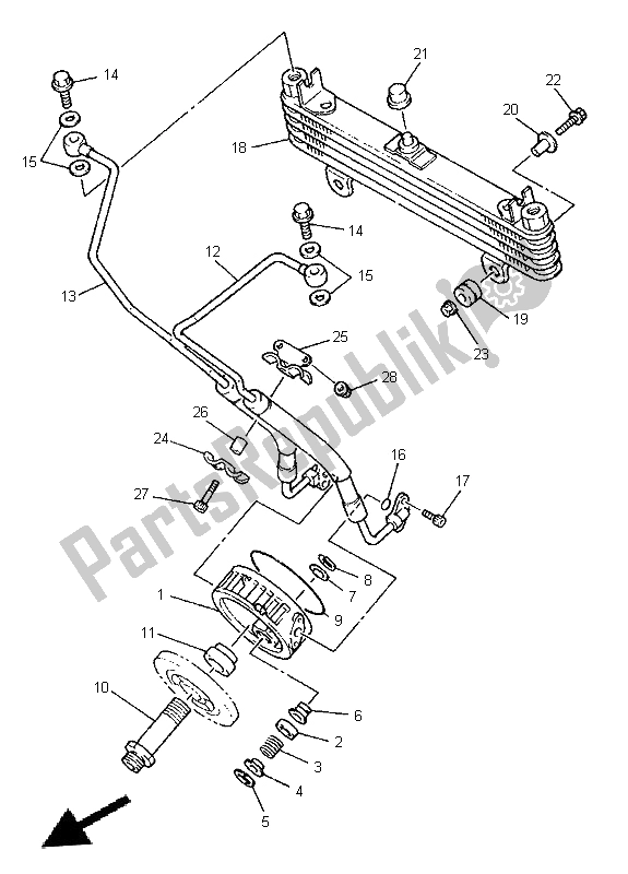 All parts for the Oil Cooler of the Yamaha XJ 900S Diversion 1996