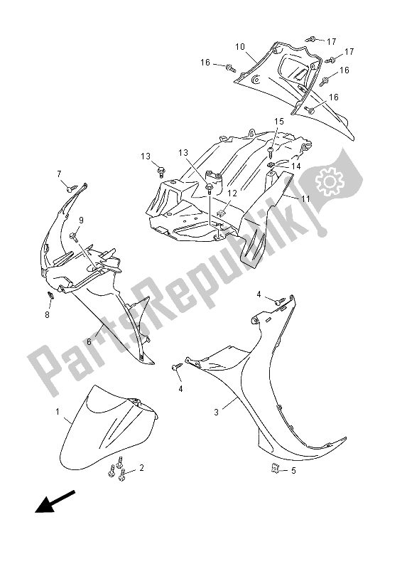 Todas las partes para Defensa de Yamaha YN 50 2015