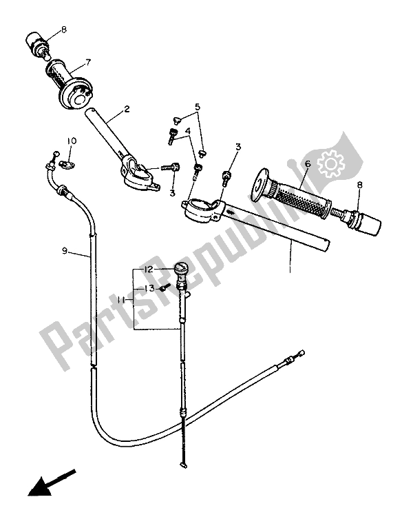 All parts for the Steering Handle & Cable of the Yamaha FZ 750 1986