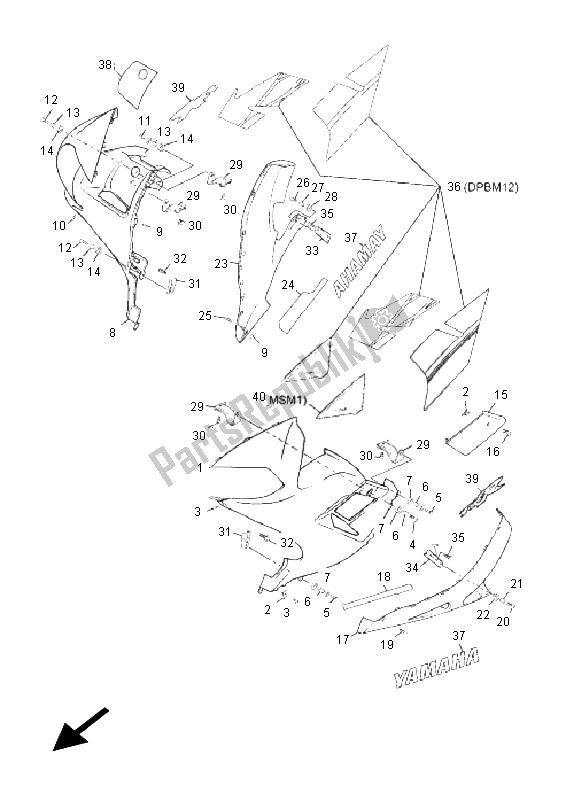 Tutte le parti per il Cowling 2 del Yamaha TZR 50 2011