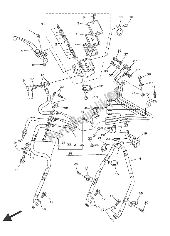 Toutes les pièces pour le Maître-cylindre Avant du Yamaha FJR 1300 PA 2016