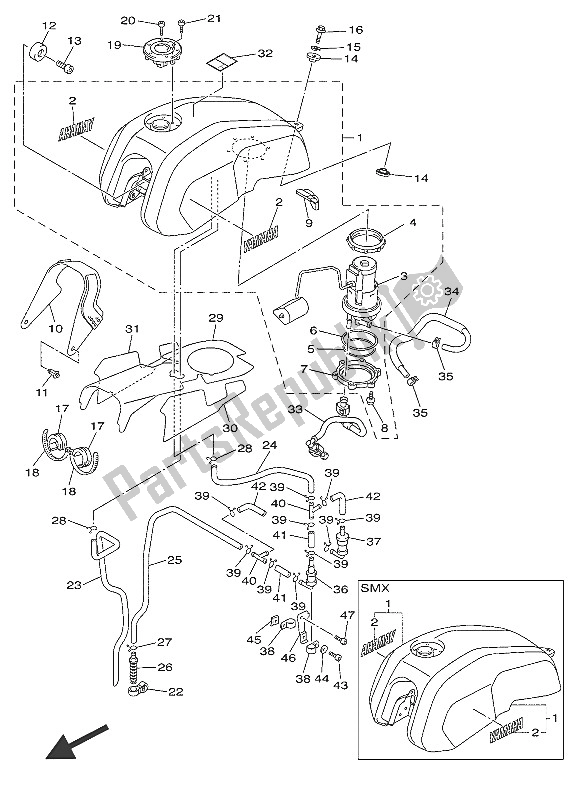 All parts for the Fuel Tank of the Yamaha XJR 1300C 2016