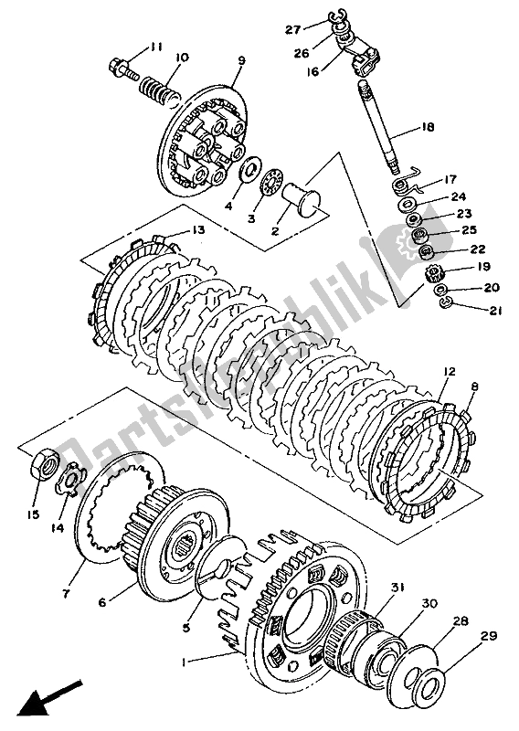 All parts for the Clutch of the Yamaha TDM 850 1992