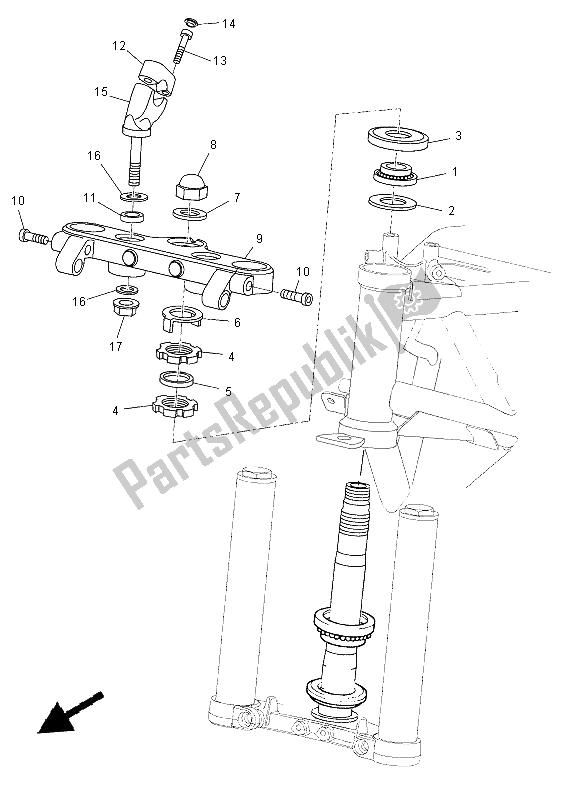 Todas as partes de Direção do Yamaha MT 03 660 2012