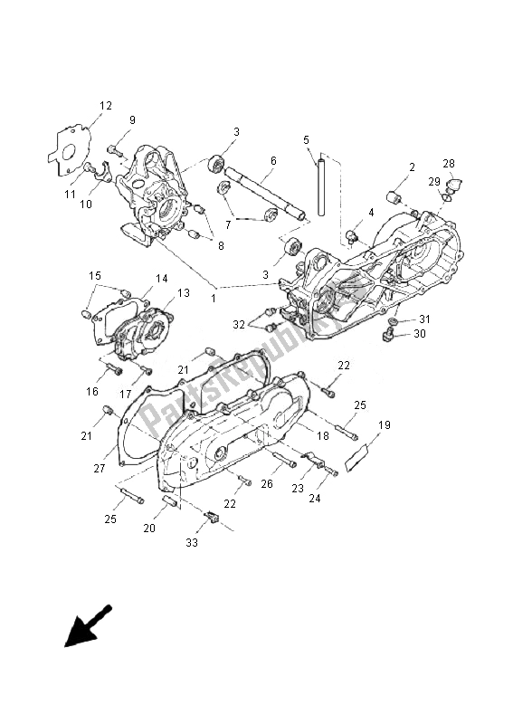 All parts for the Crankcase of the Yamaha YQ 50R Aerox 2007