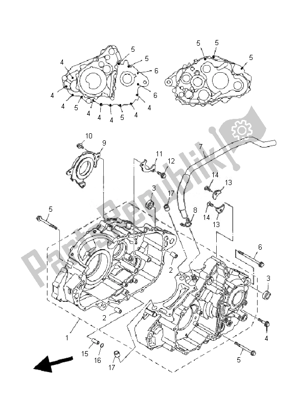 All parts for the Crankcase of the Yamaha YFM 700R 2007