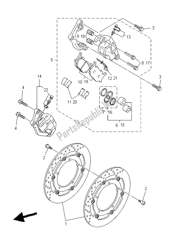 All parts for the Front Brake Caliper of the Yamaha XJ6 NA 600 2009