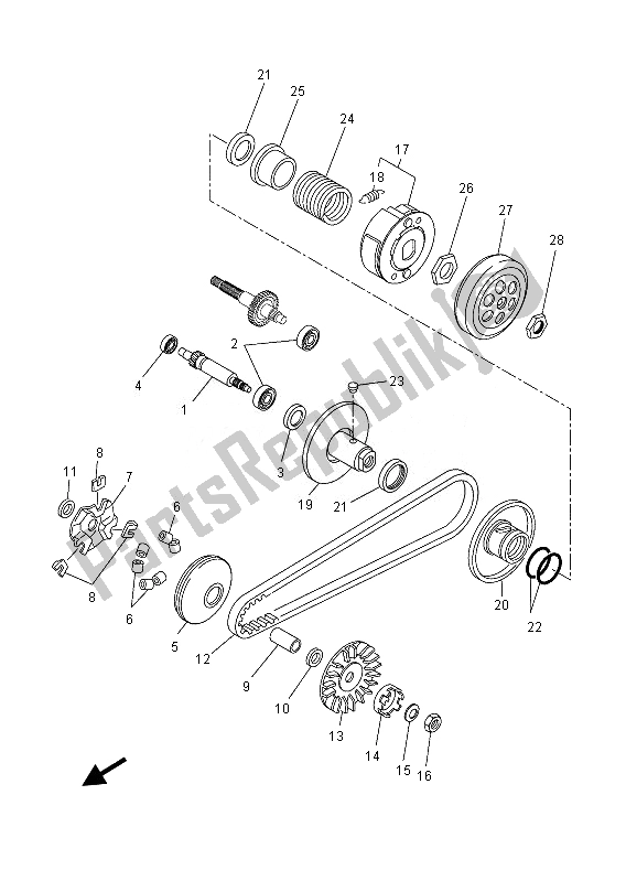 All parts for the Clutch of the Yamaha YN 50F 2013