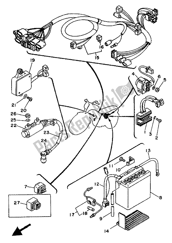 Toutes les pièces pour le électrique 1 du Yamaha SR 125 1992