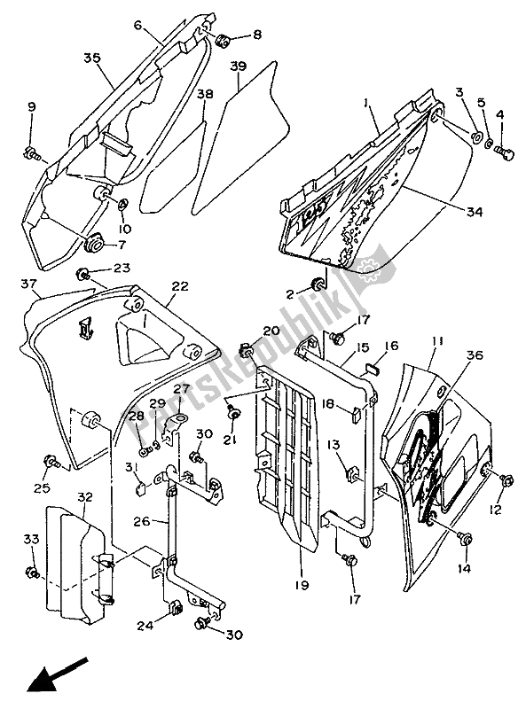 All parts for the Side Cover of the Yamaha DT 125R 1994