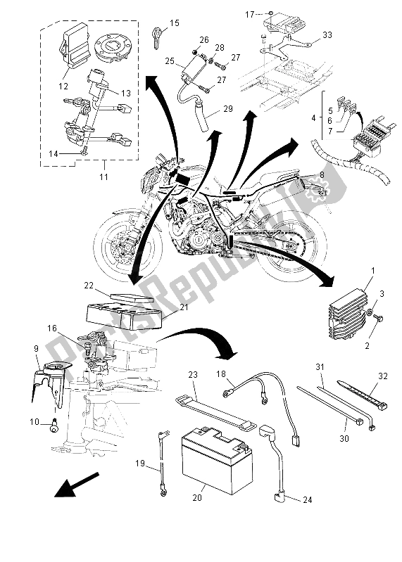 Alle onderdelen voor de Elektrisch 1 van de Yamaha MT 03 660 2008