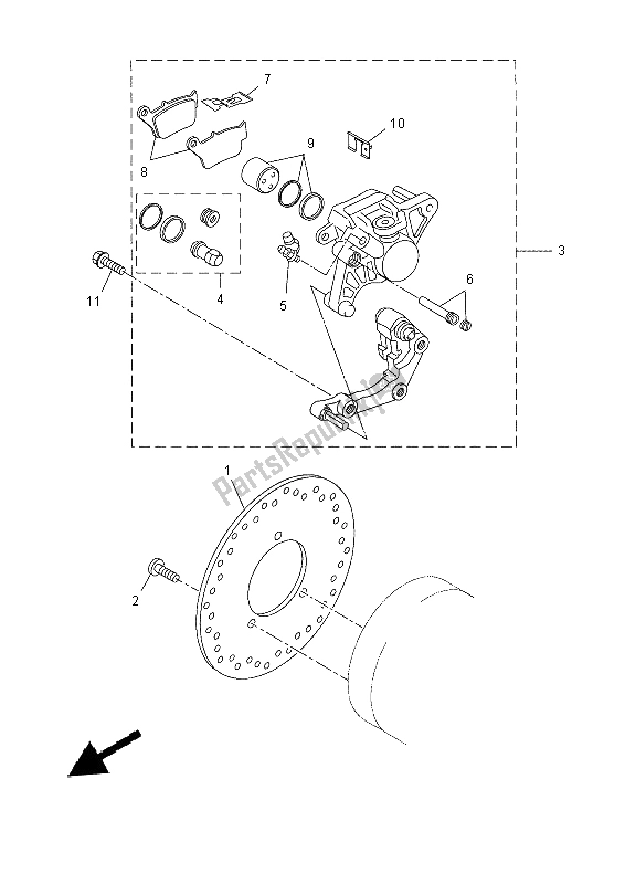 All parts for the Rear Brake Caliper of the Yamaha YP 250R 2014