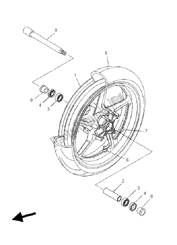 All parts for the Front Wheel of the Yamaha FZ1 S Fazer 1000 2010