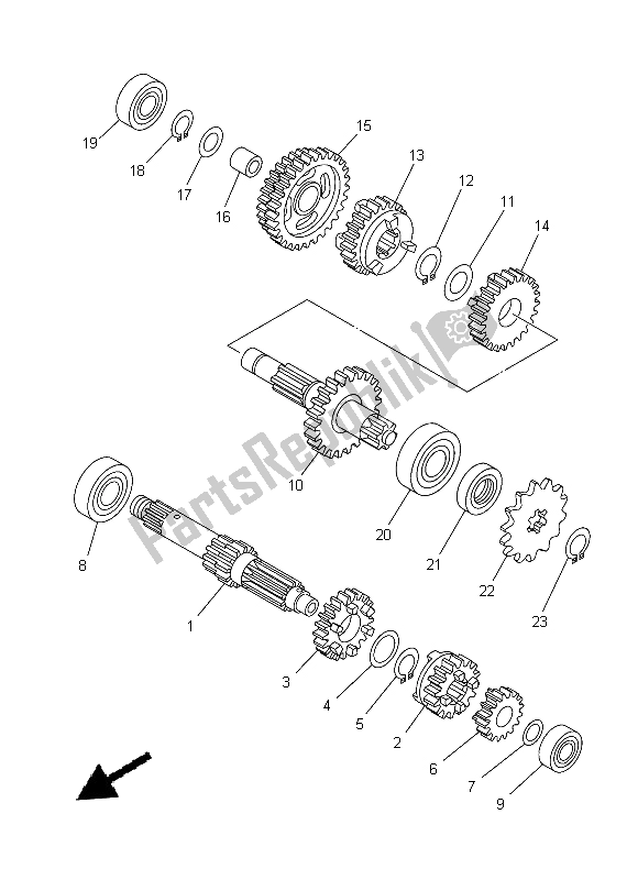 All parts for the Transmission of the Yamaha TT R 110E 2015