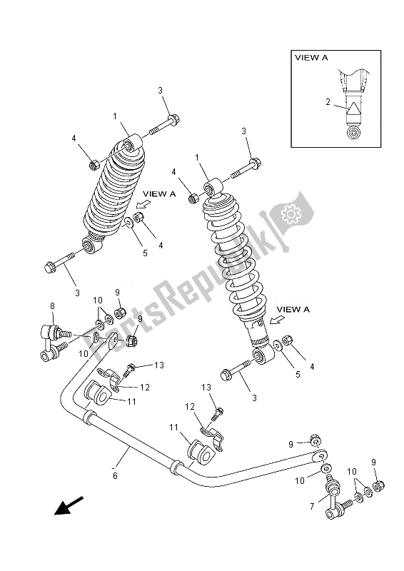 All parts for the Rear Suspension of the Yamaha YFM 700 Fgpsed Grizzly 4X4 2013