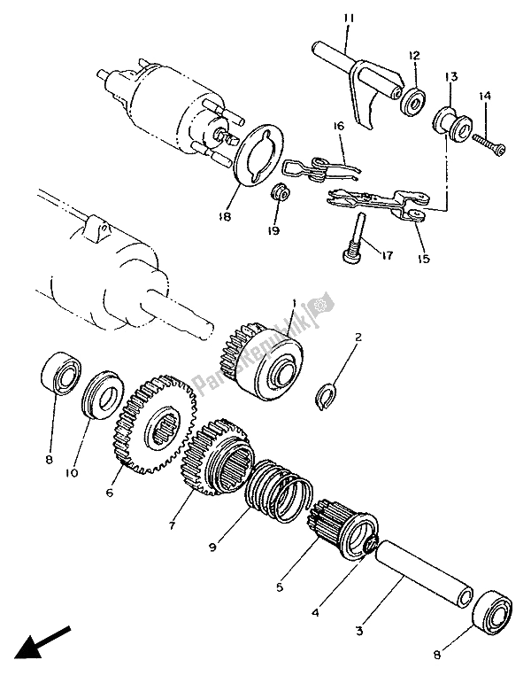 Toutes les pièces pour le Embrayage De Démarrage du Yamaha XV 1100 Virago 1989