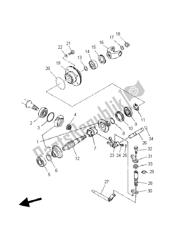 Todas las partes para Engranaje De Accionamiento Medio de Yamaha YFM 250 Bear Tracker 2X4 2002