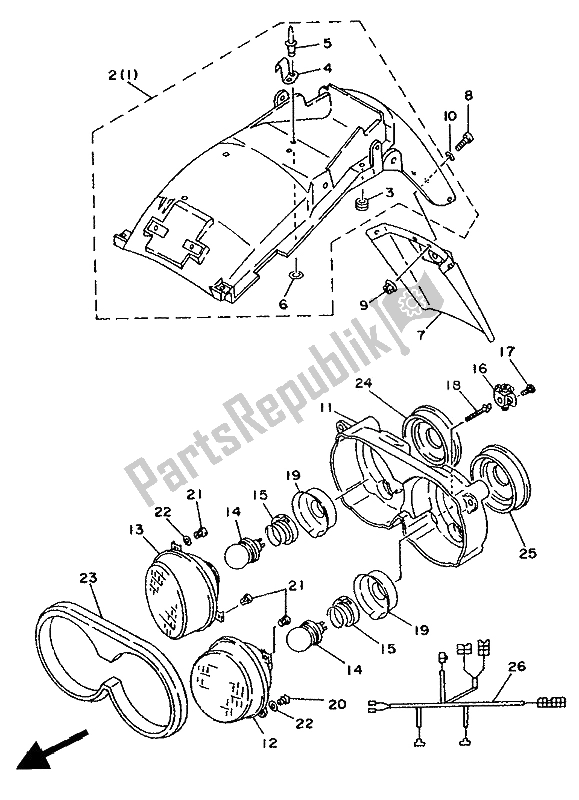 Todas las partes para Alternativo (guardabarros-faro) (para Fi) de Yamaha TDM 850 1992