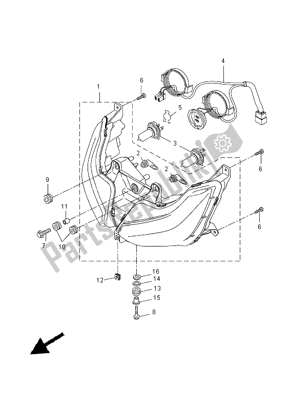 All parts for the Headlight of the Yamaha YP 400R 2015