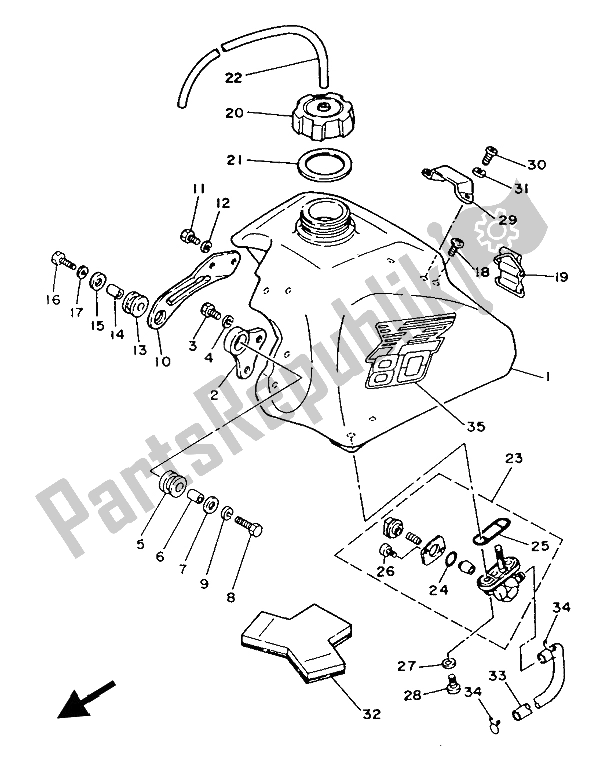 Wszystkie części do Zbiornik Paliwa Yamaha YZ 80 1986