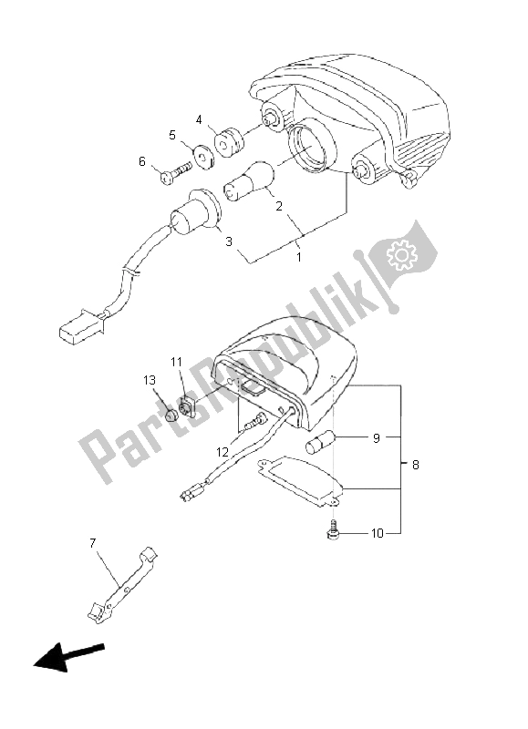 Alle onderdelen voor de Achterlicht van de Yamaha FZ6 SHG 600 2009