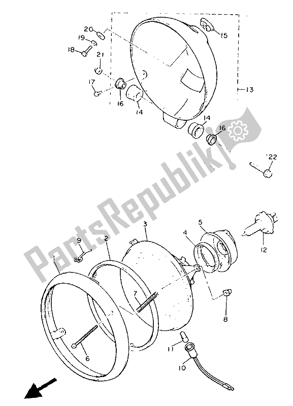 All parts for the Headlight of the Yamaha V MAX 12 1200 1993