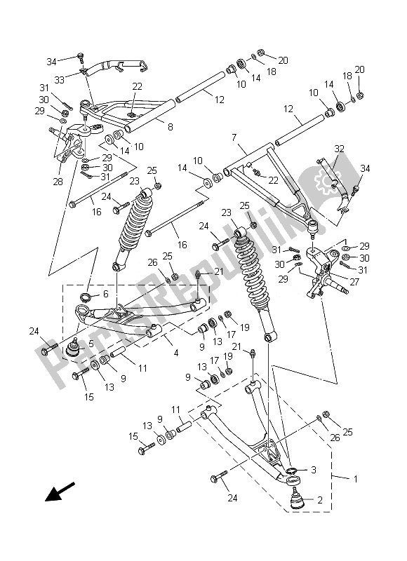 All parts for the Front Suspension & Wheel of the Yamaha YFM 700 RD 2013