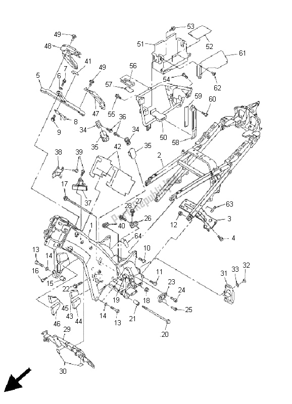 Toutes les pièces pour le Cadre du Yamaha FJR 1300A 2005