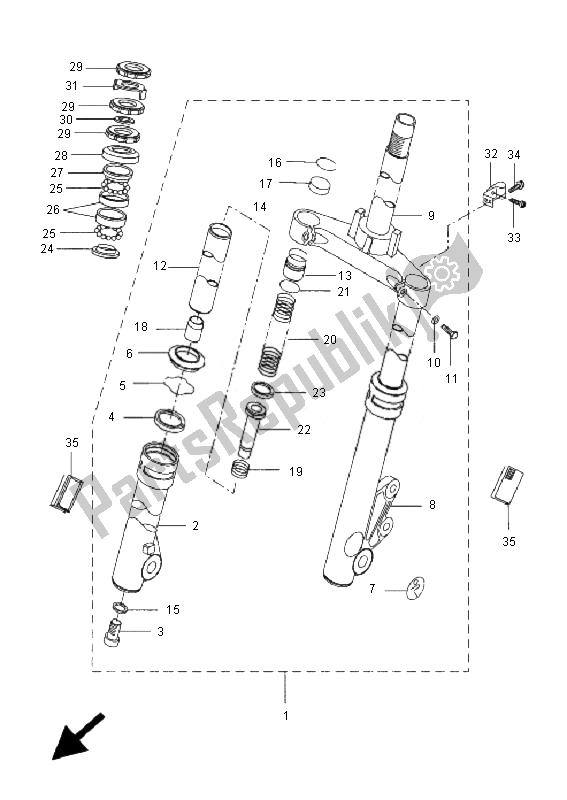 All parts for the Front Fork of the Yamaha CW 50 BWS 2007