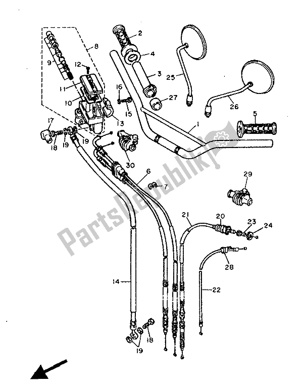 Tutte le parti per il Maniglia E Cavo Dello Sterzo del Yamaha XT 600 1986