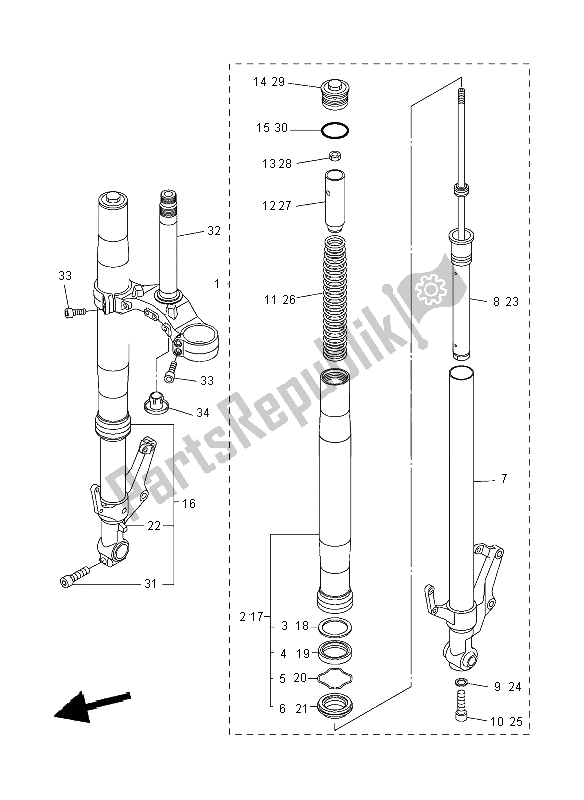 Tutte le parti per il Forcella Anteriore del Yamaha FZ8 N 800 2012