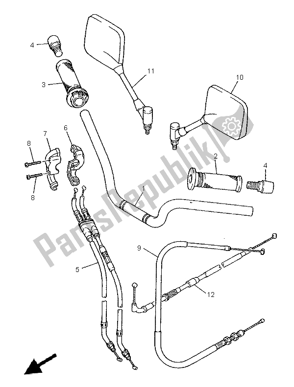 All parts for the Steering Handle & Cable of the Yamaha XJ 900S Diversion 1997