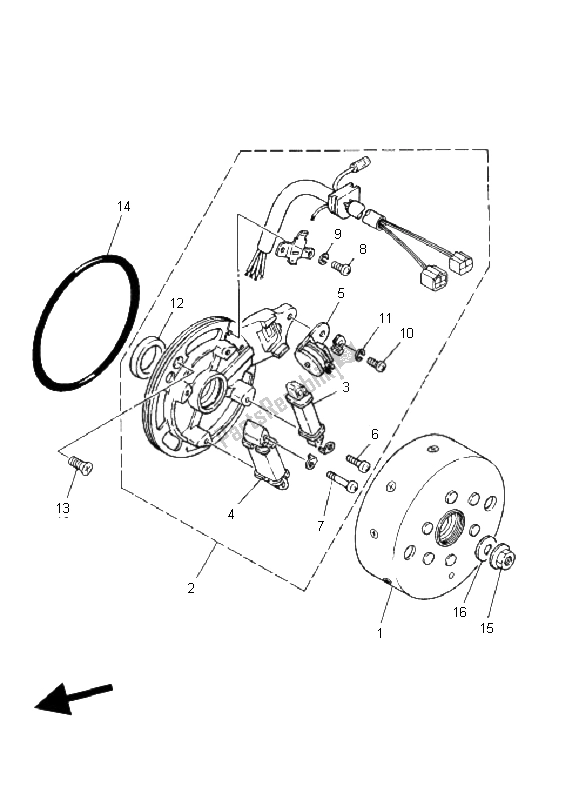 All parts for the Generator of the Yamaha YFM 80 Grizzly 2006