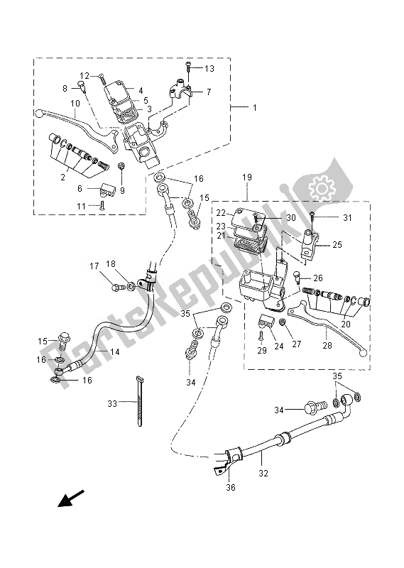 All parts for the M. Cylinder For Disk Brake of the Yamaha VP 250 2013