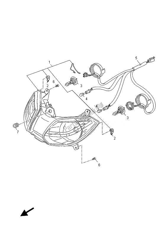 All parts for the Headlight of the Yamaha YP 250 RA 2013