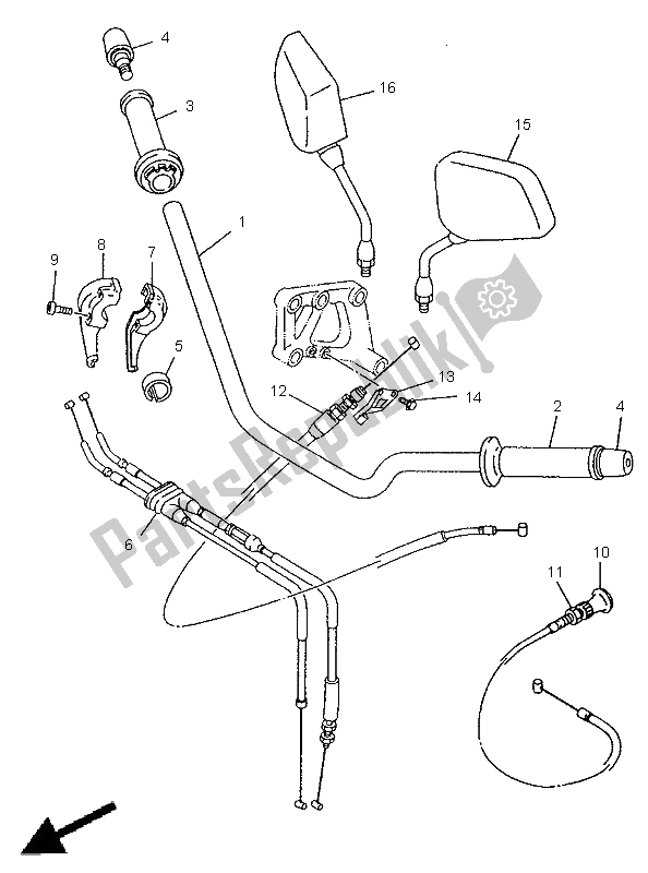 All parts for the Steering Handle & Cable of the Yamaha TDM 850 1998