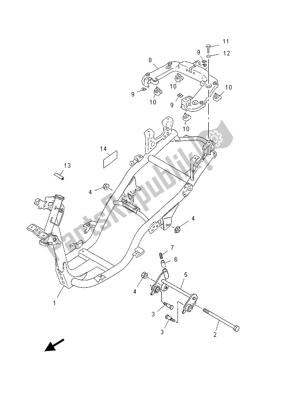 All parts for the Frame of the Yamaha YN 50E 2013