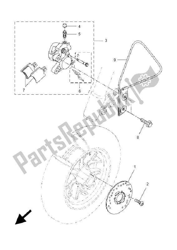 Wszystkie części do Zacisk Hamulca Przedniego Yamaha CW 50S BWS 2005