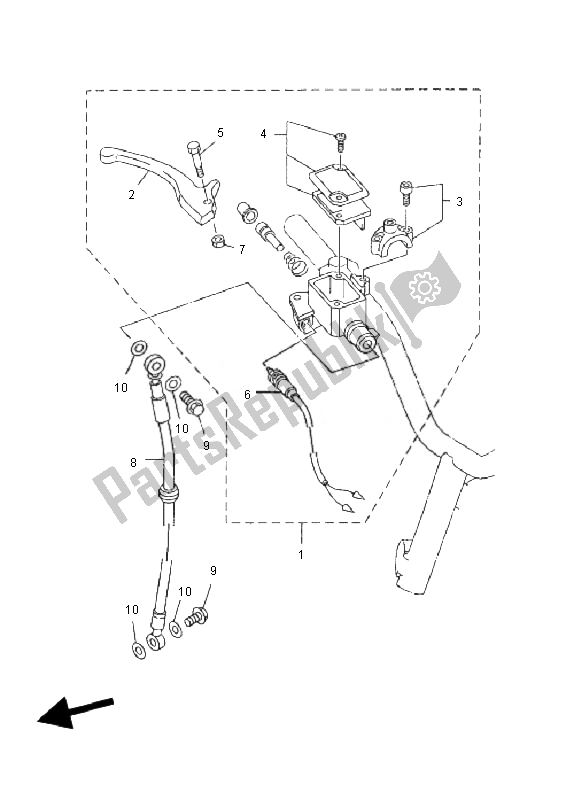Alle onderdelen voor de Voorste Hoofdcilinder van de Yamaha YN 50R Neos 2010