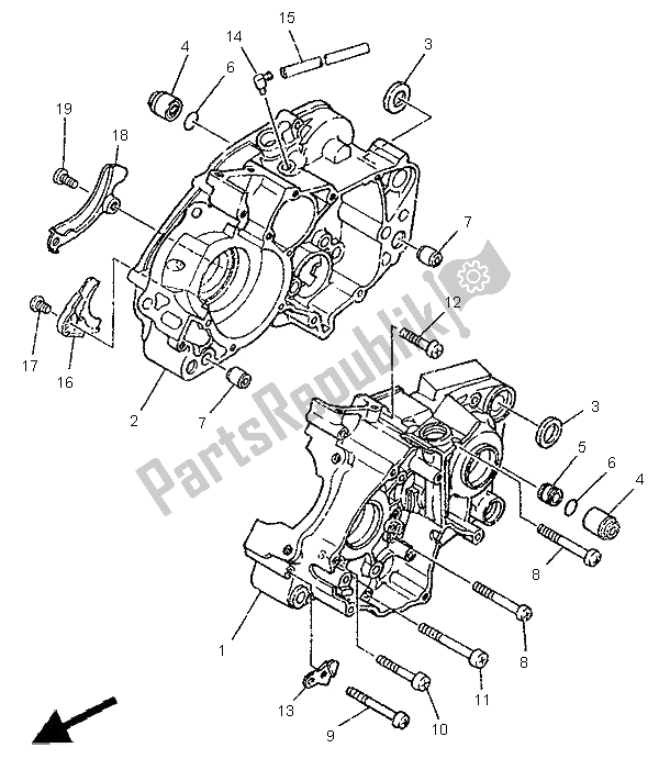 All parts for the Crankcase of the Yamaha DT 125R 1995